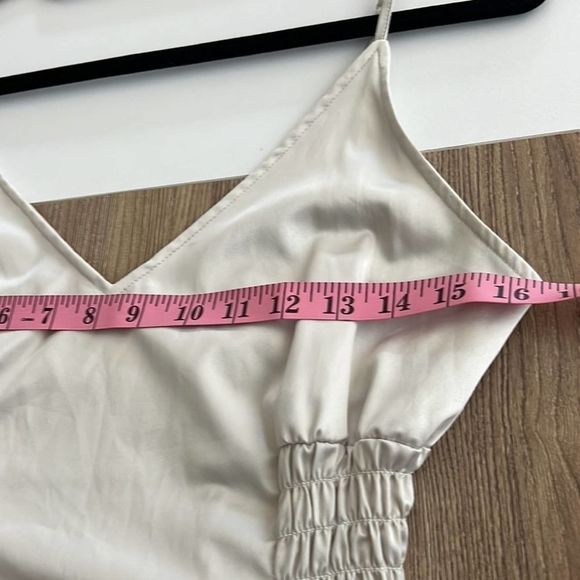 Zara slip dress gathered waist light silver size small - Picture 4 of 11